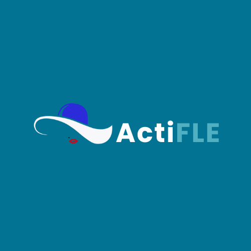 Logo ActiFLE format carré avec chapeau mode bleu-blanc-rouge