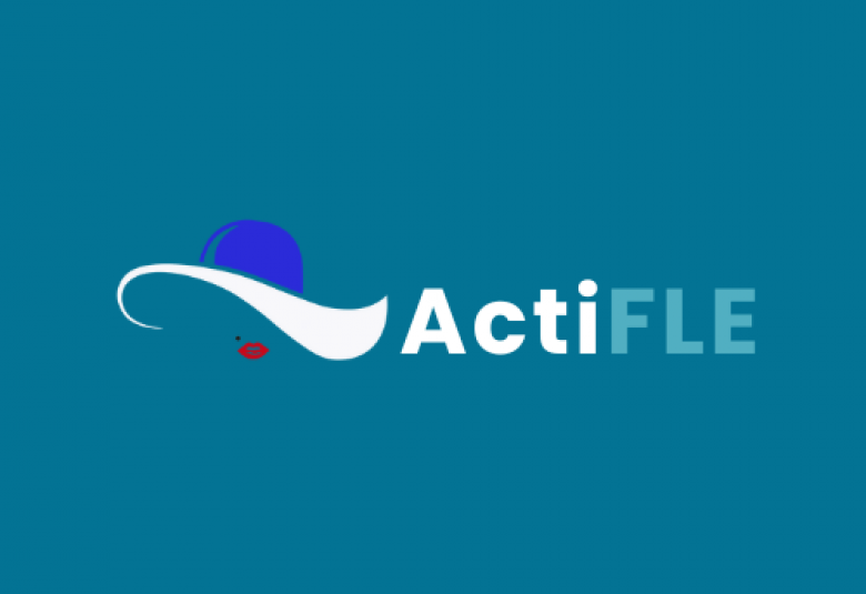 Logo ActiFLE format carré avec chapeau mode bleu-blanc-rouge